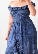 Size XS-S Navy Off-Shoulder High-Low Maxi Dress