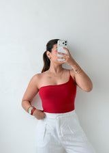 Size M Red One Shoulder Bodysuit