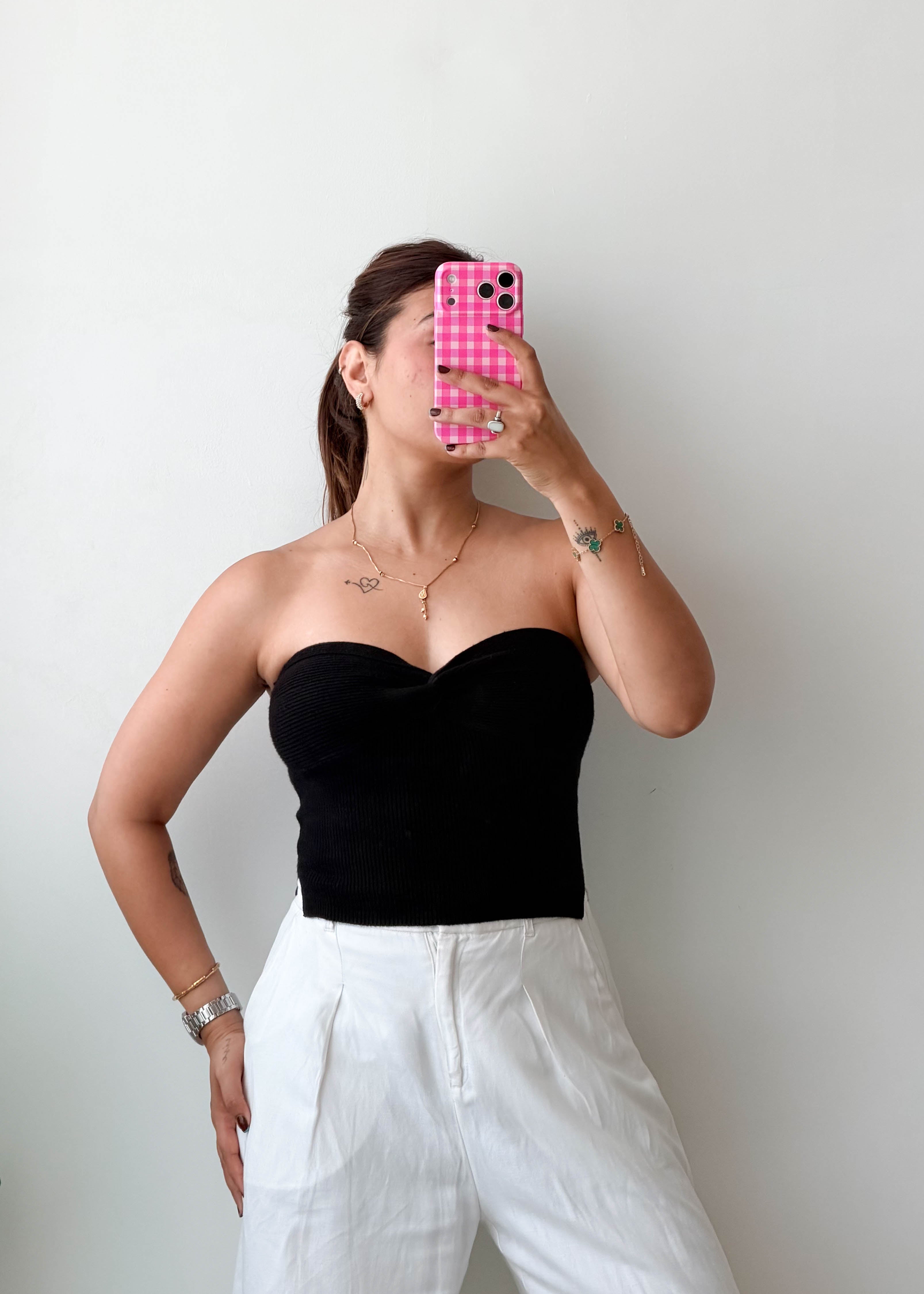 Size XS-M Black Sweetheart Tube Top