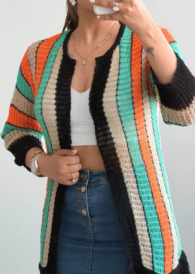 Size S-M, Striped Crochet Cardigan - Closet by Payal