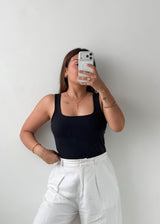 Size L Black Square Neck Bodysuit