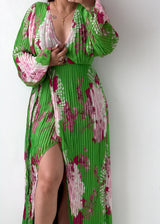 Size XS-S Green Floral Print Maxi Dress