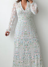 Size M-L White Embroidered Maxi Dress