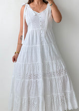 Size L-XL White Eyelet Maxi Dress