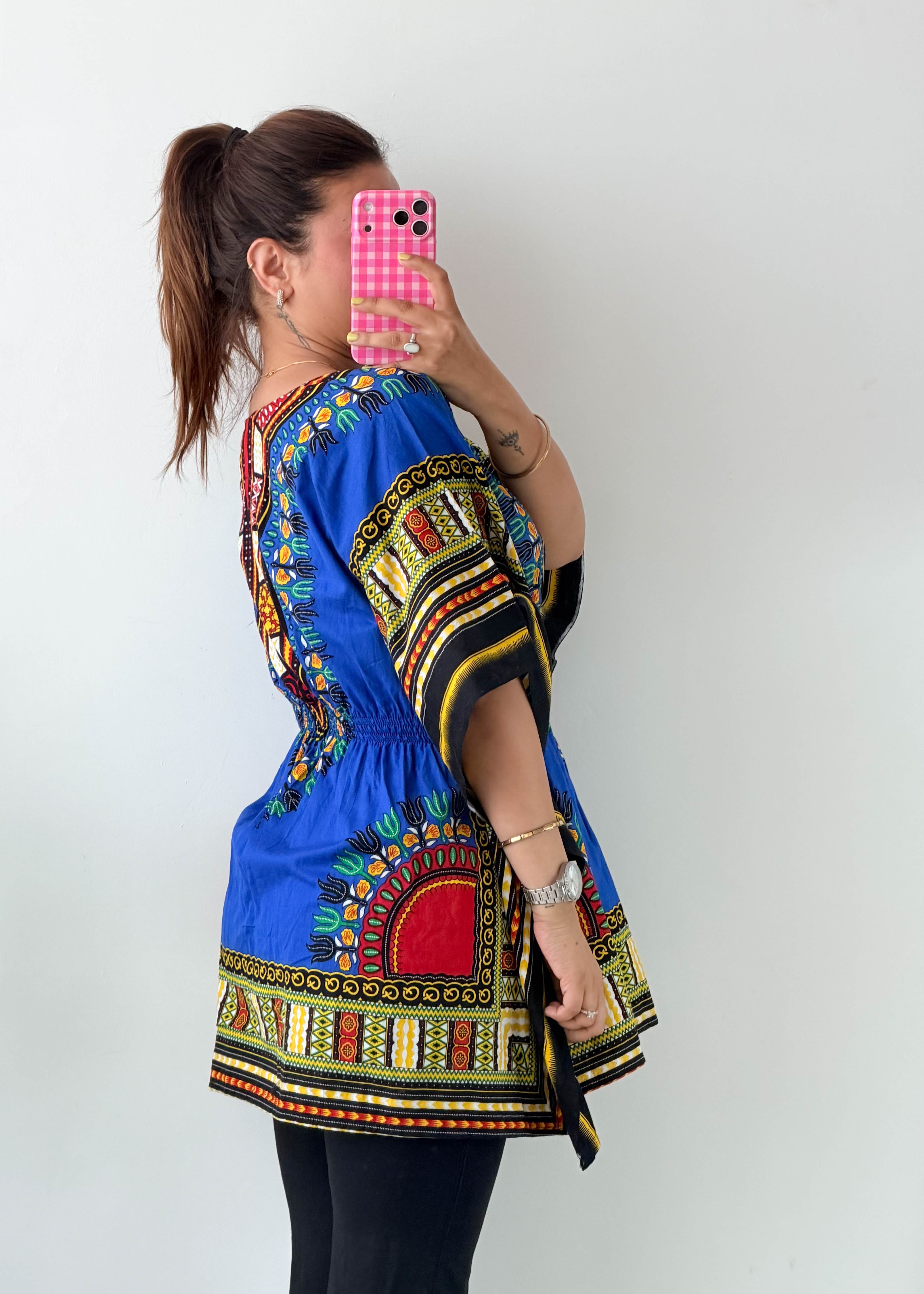 Size XS-M Blue Dashiki Kaftan Top