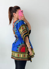 Size XS-M Blue Dashiki Kaftan Top