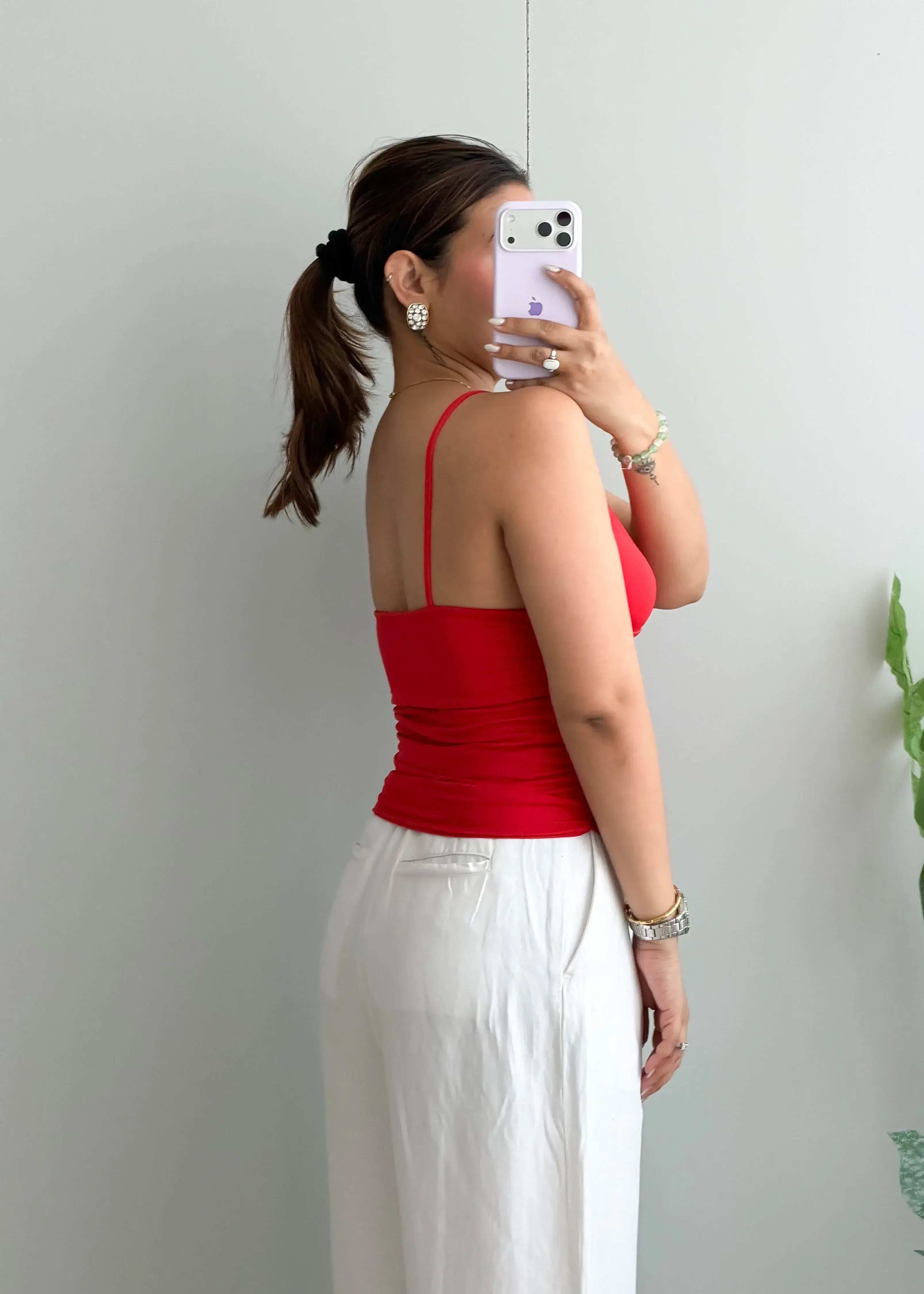 Size S-M, Red Wrap Style Camisole Top - Closet by Payal