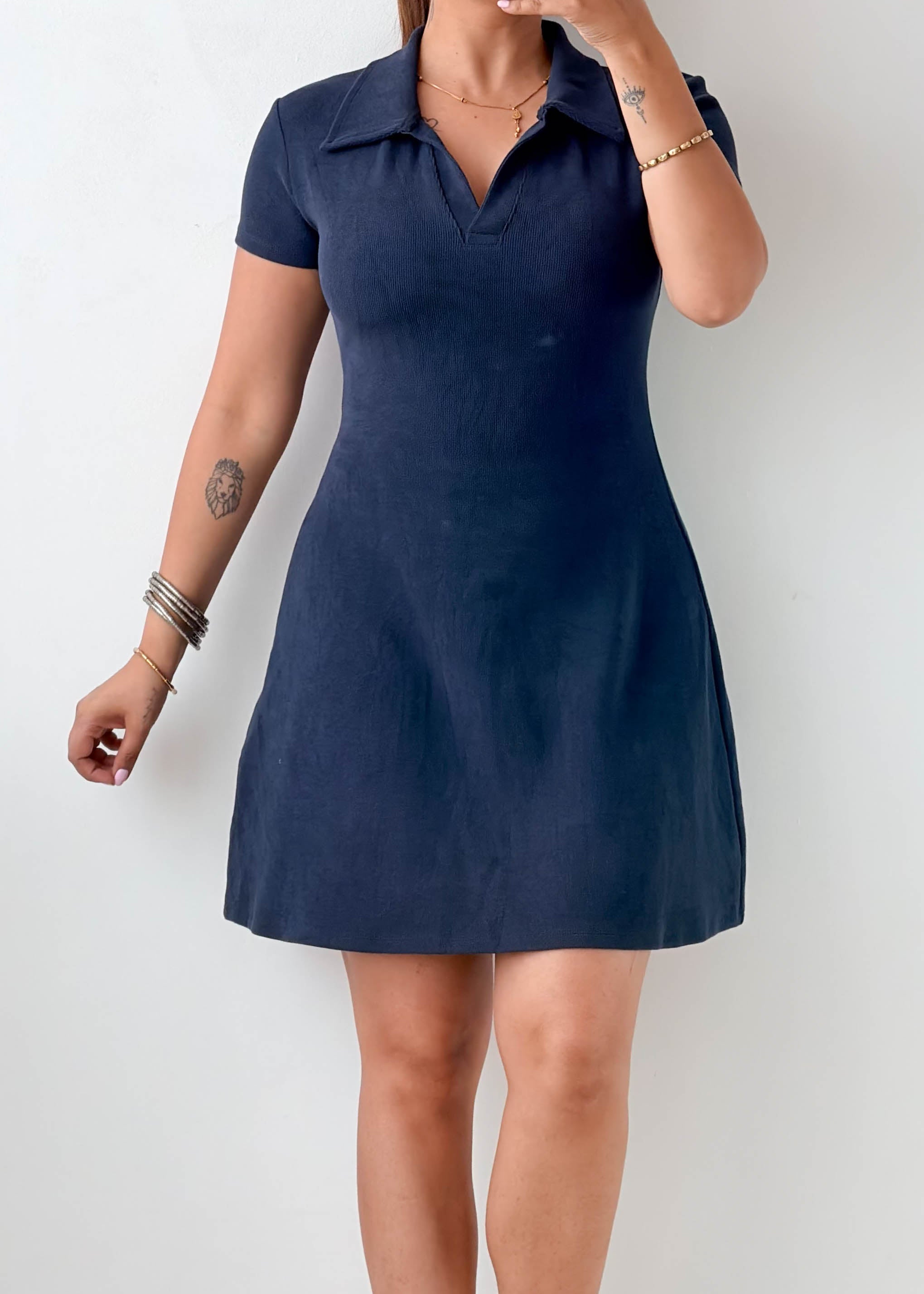 Size S-M Navy Polo Knit Mini Dress