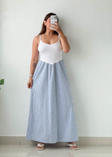 Size XS-S White Blue Striped Maxi Dress