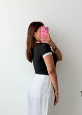 Size S-M Black Contrast Trim Bodysuit
