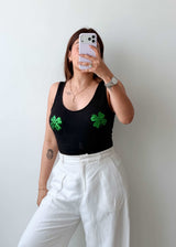 Size M-L Black Clover Detail Bodysuit