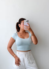 Size XS-S Baby Blue Fitted Crop Top