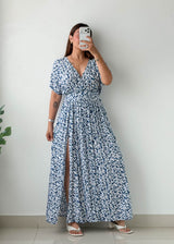 Size M-L Blue Floral Maxi Dress