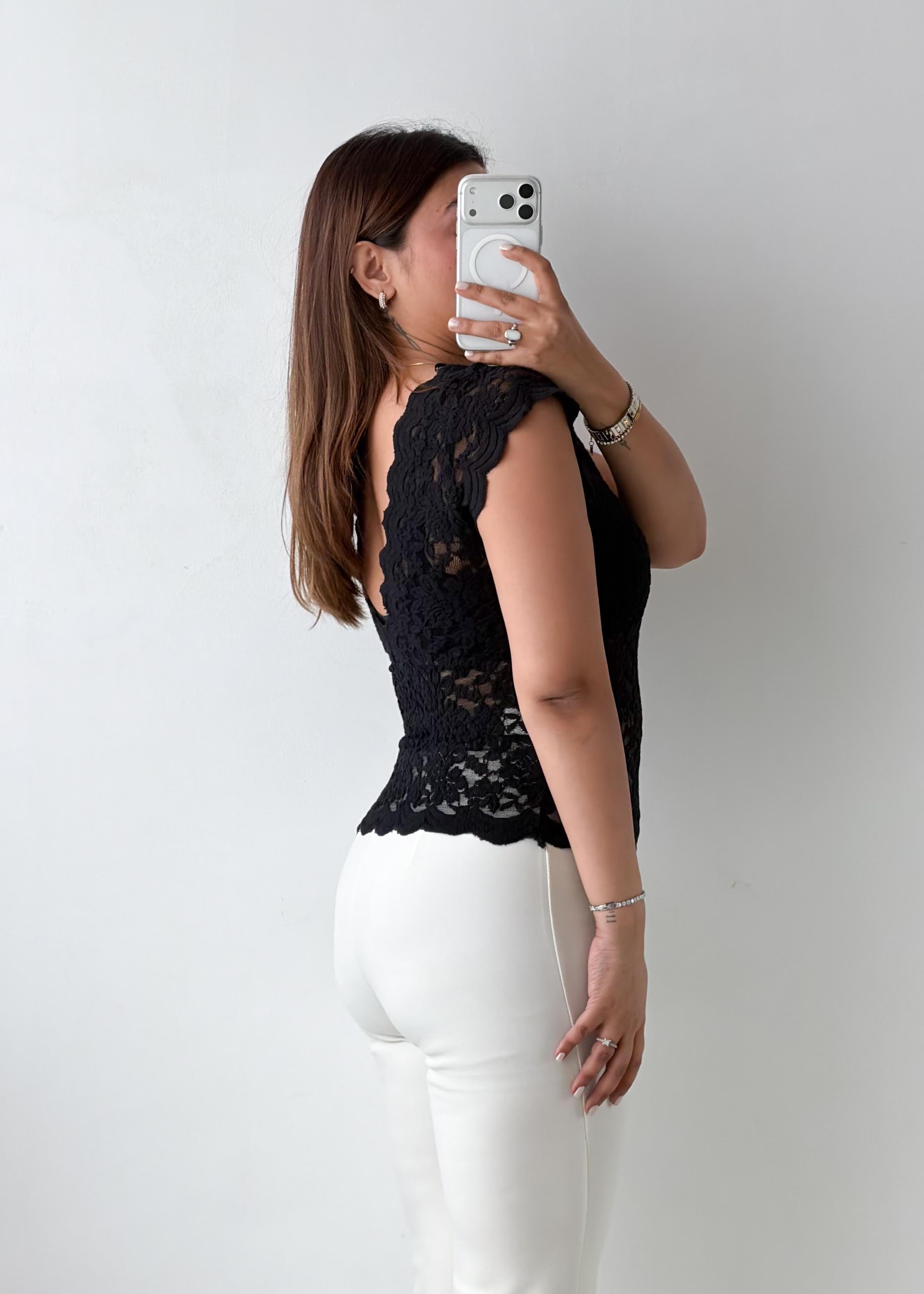 Size XS-S Black Lace Knit Top