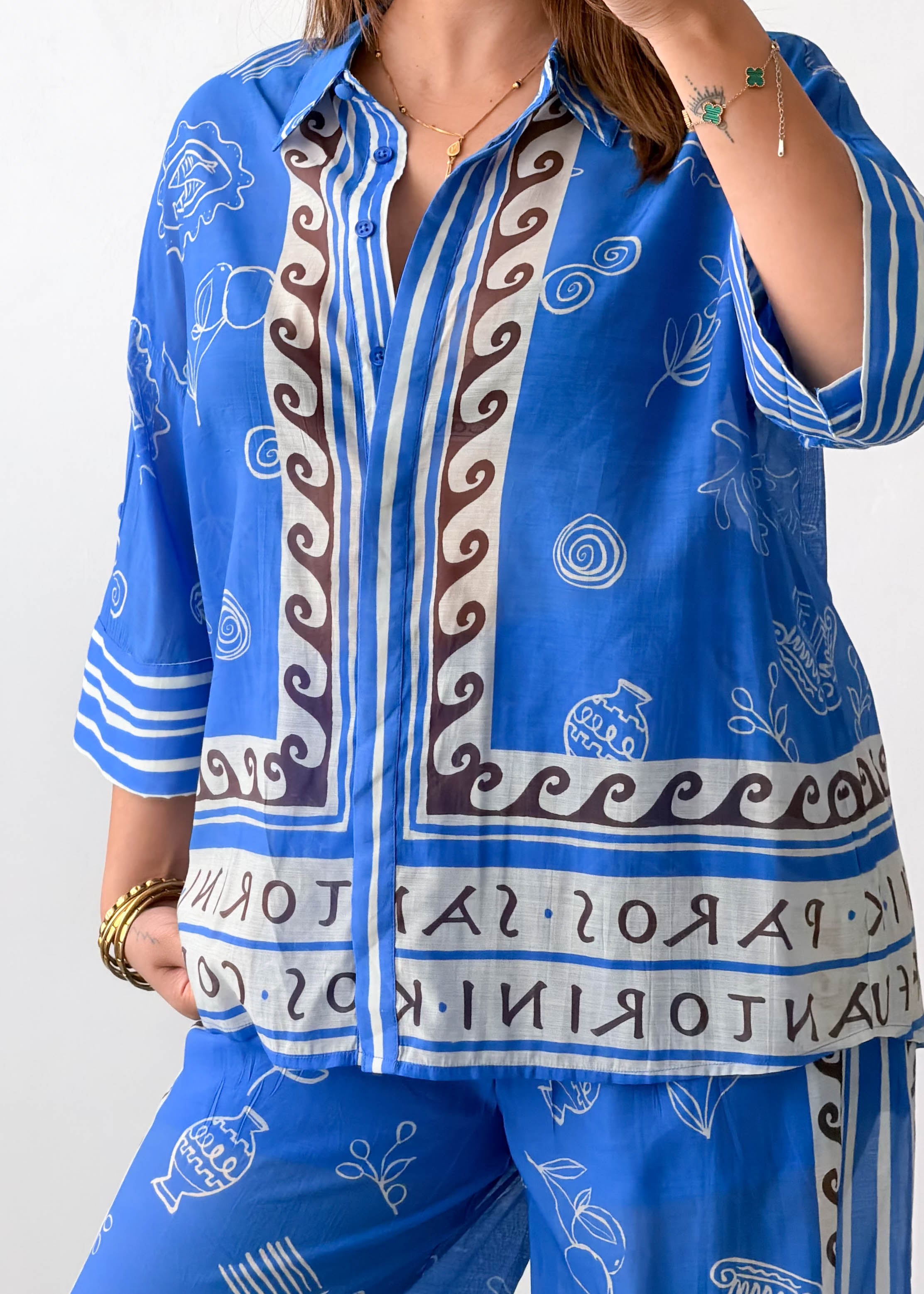 Size M / L-XL Blue Printed Co-Ord Set