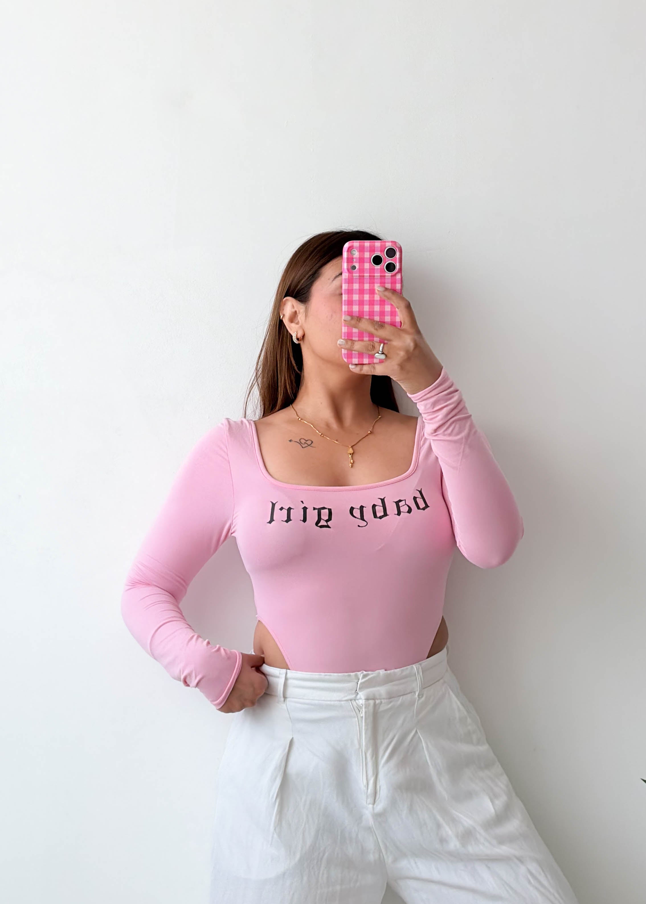 Size XS-S Pink Graphic Bodysuit