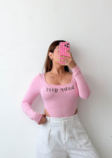 Size XS-S Pink Graphic Bodysuit