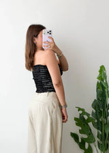 Size S-M, Black Textured Tube Top