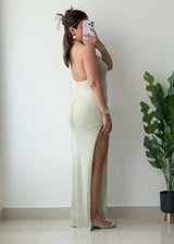 Size XS-S, Sage Green Crochet Maxi Dress
