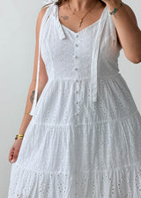 Size L-XL White Eyelet Maxi Dress