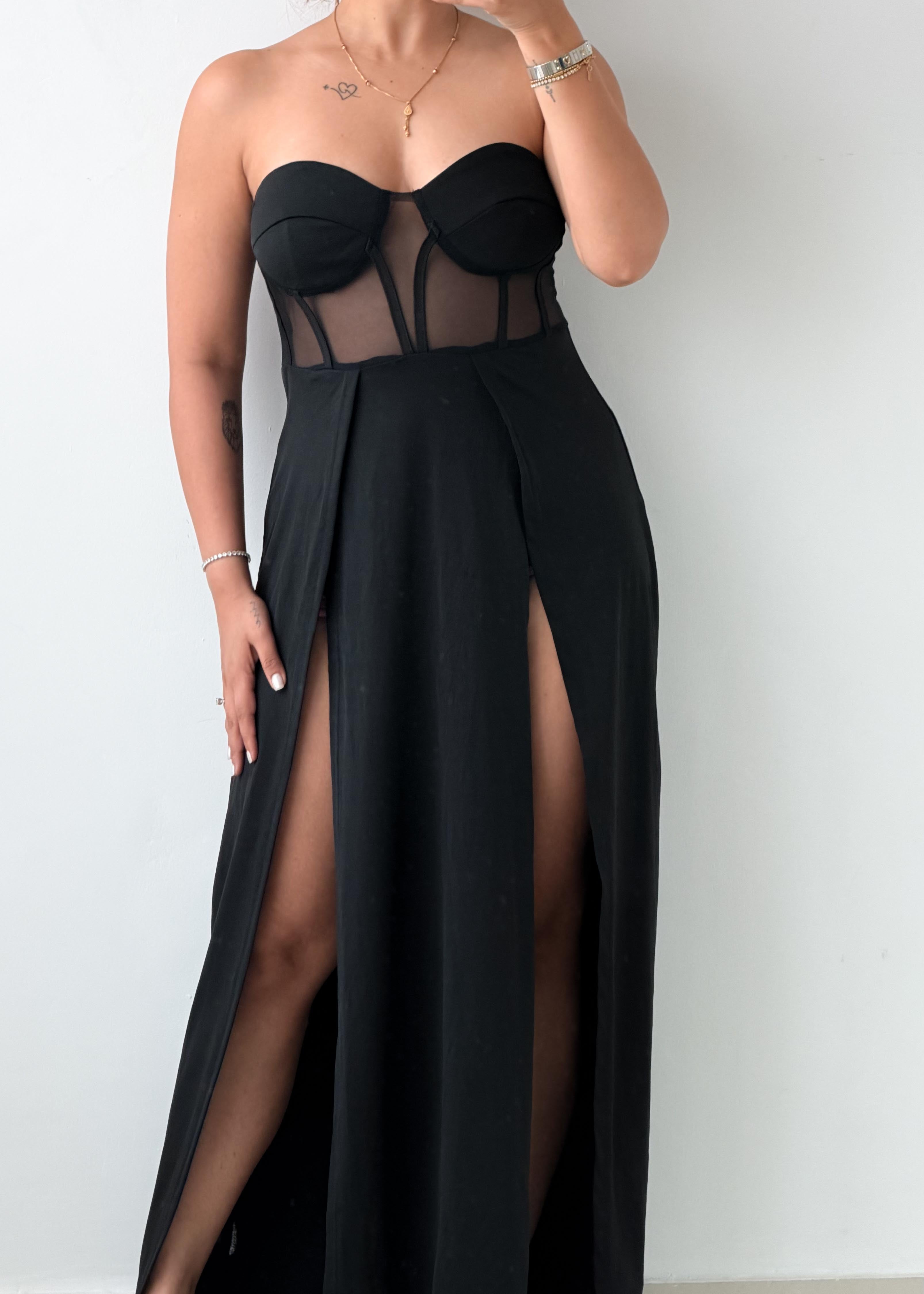 Size XS-S Black Corset Maxi Dress