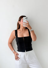 Size L-XL Black Structured Corset Top
