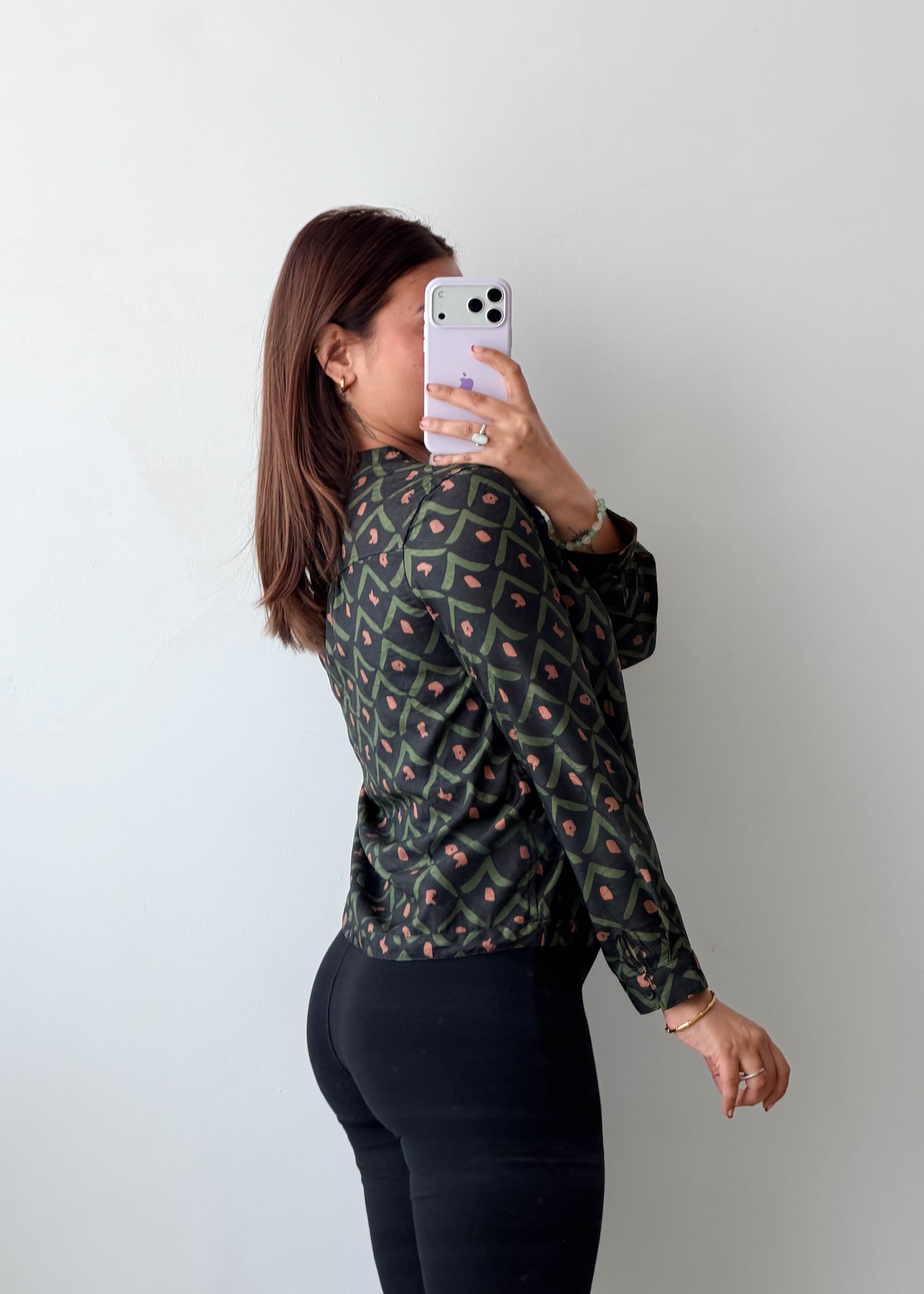 XS-S Black Geometric Printed Top