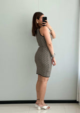 SIZE S-M, Printed Ribbed Bodycon Dress - Closet by Payal