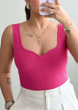 Size S-M, Pink Sweetheart Neck Tank Top - Closet by Payal