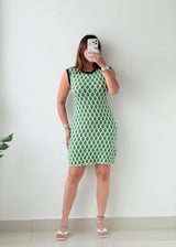Size M-L Green Geometric Knit Mini Dress