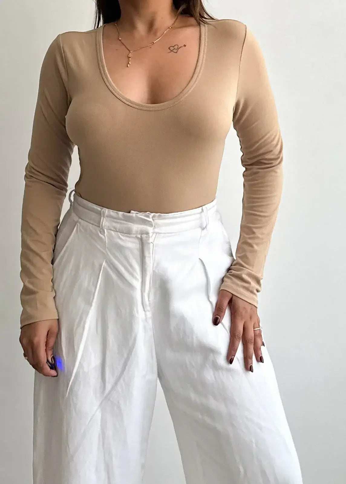 SIZE L-XL, Solid Cotton Ribbed BodySuit - Closet by Payal