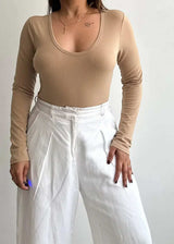 SIZE L-XL, Solid Cotton Ribbed BodySuit - Closet by Payal