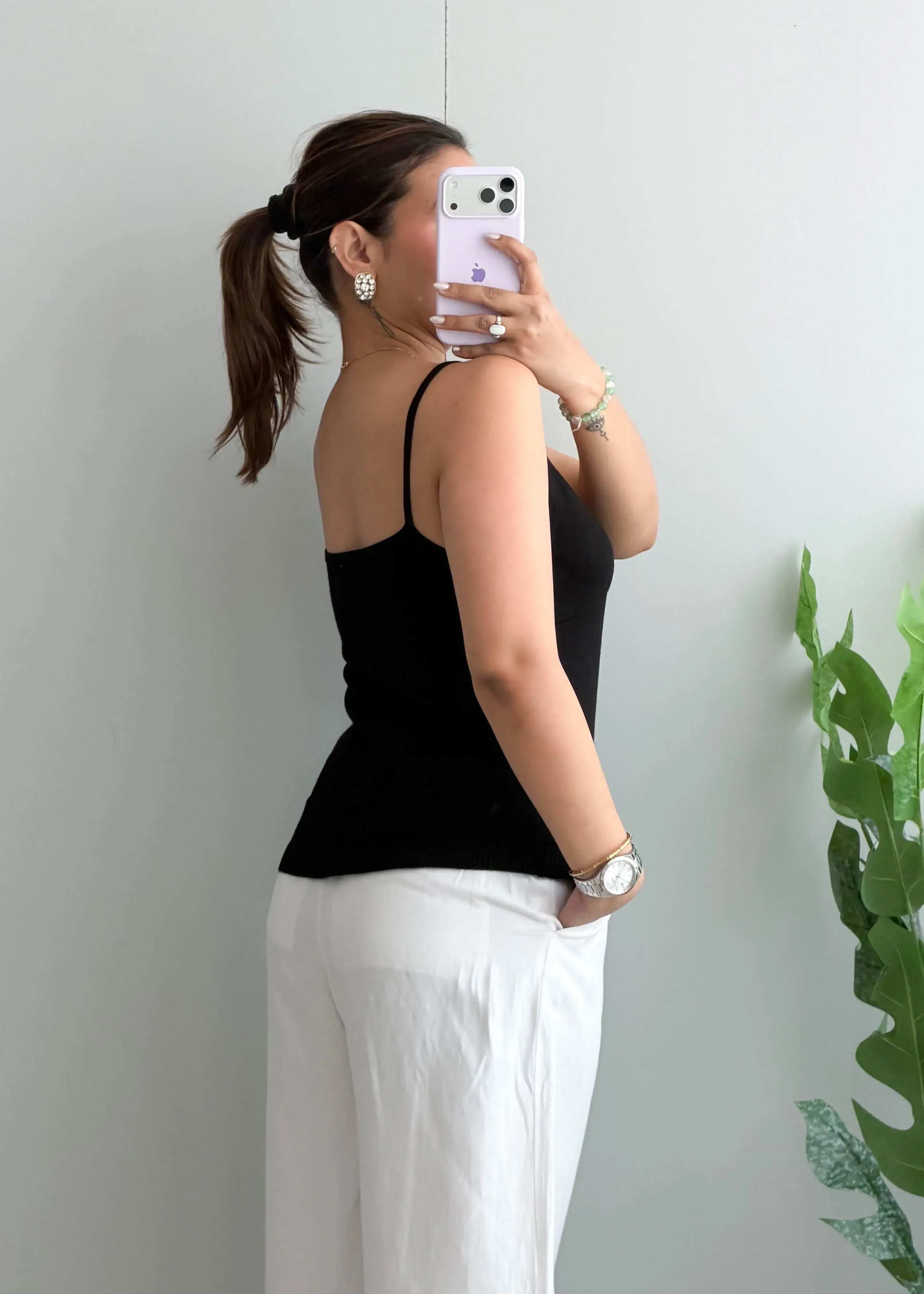 Size M-L, Black Spaghetti Strap Camisole Top - Closet by Payal