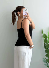 Size M-L, Black Spaghetti Strap Camisole Top - Closet by Payal