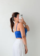 Size M Royal Blue Lace Corset Top