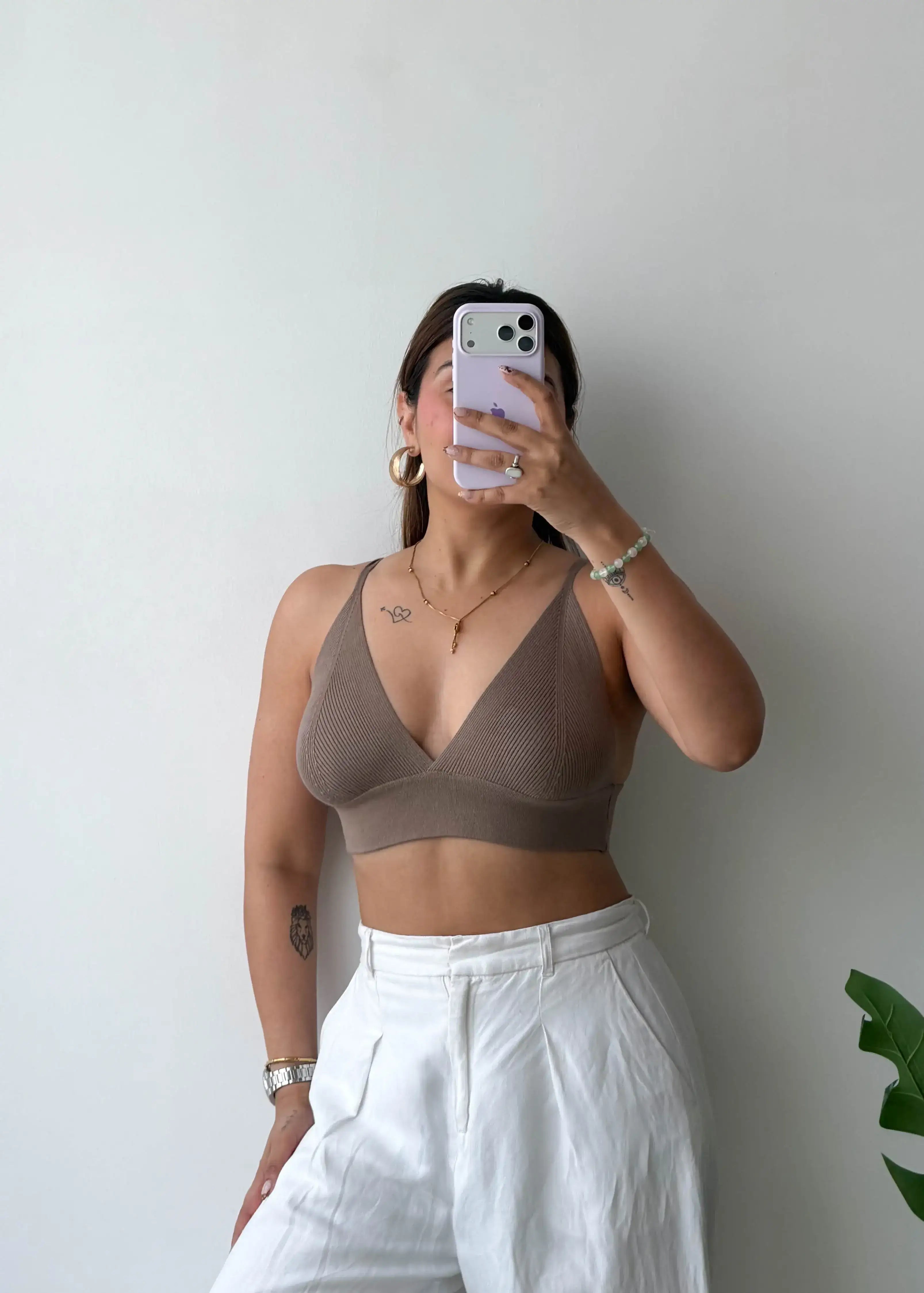 Size S-M, Taupe Seamless Bralette Top