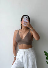 Size S-M, Taupe Seamless Bralette Top