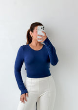 Size XS-S Navy Open Back Tie Top