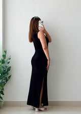 Size S-M Black Sleeveless Side Slit Maxi Dress