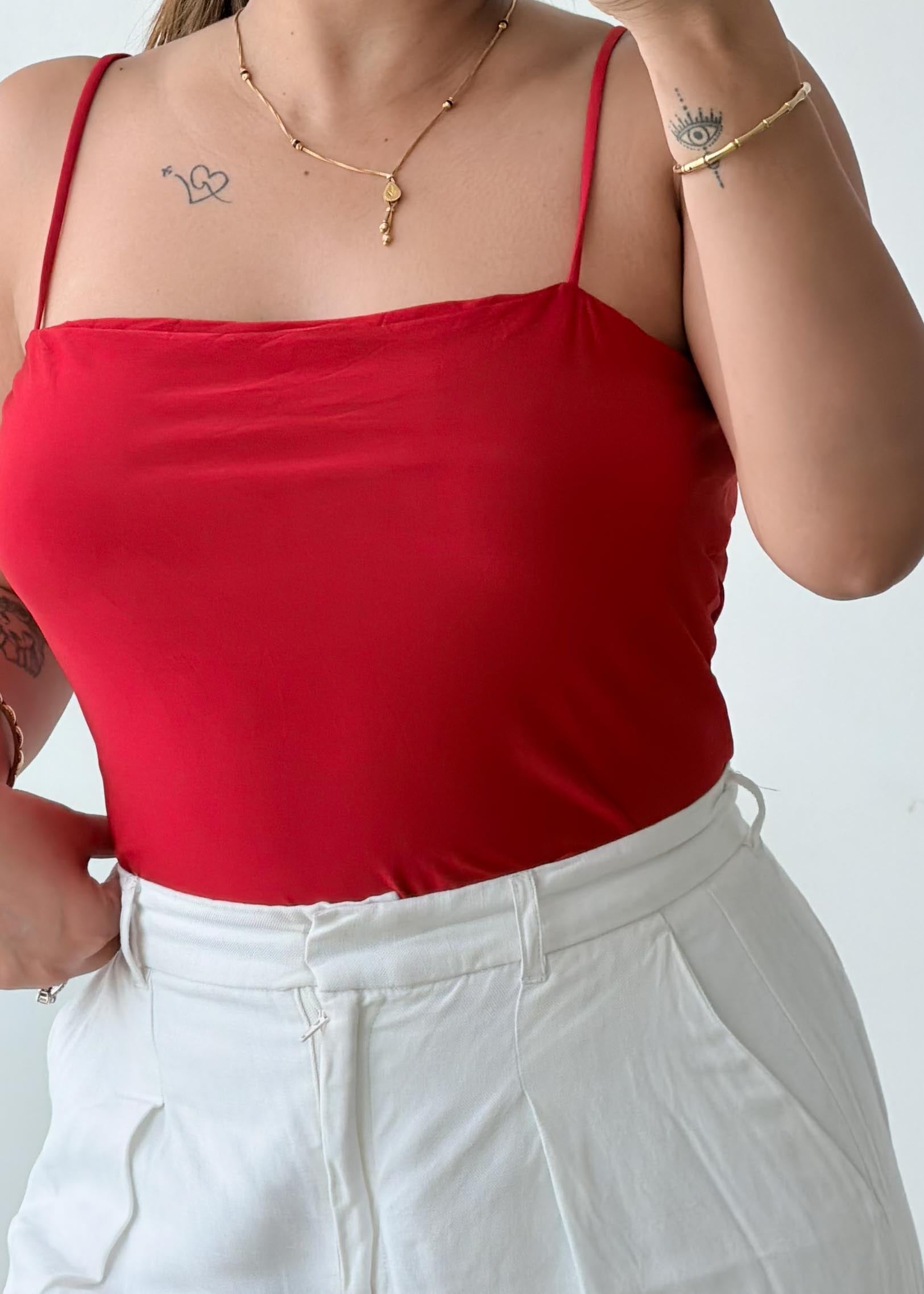 Size L-XL Red Cami Bodysuit