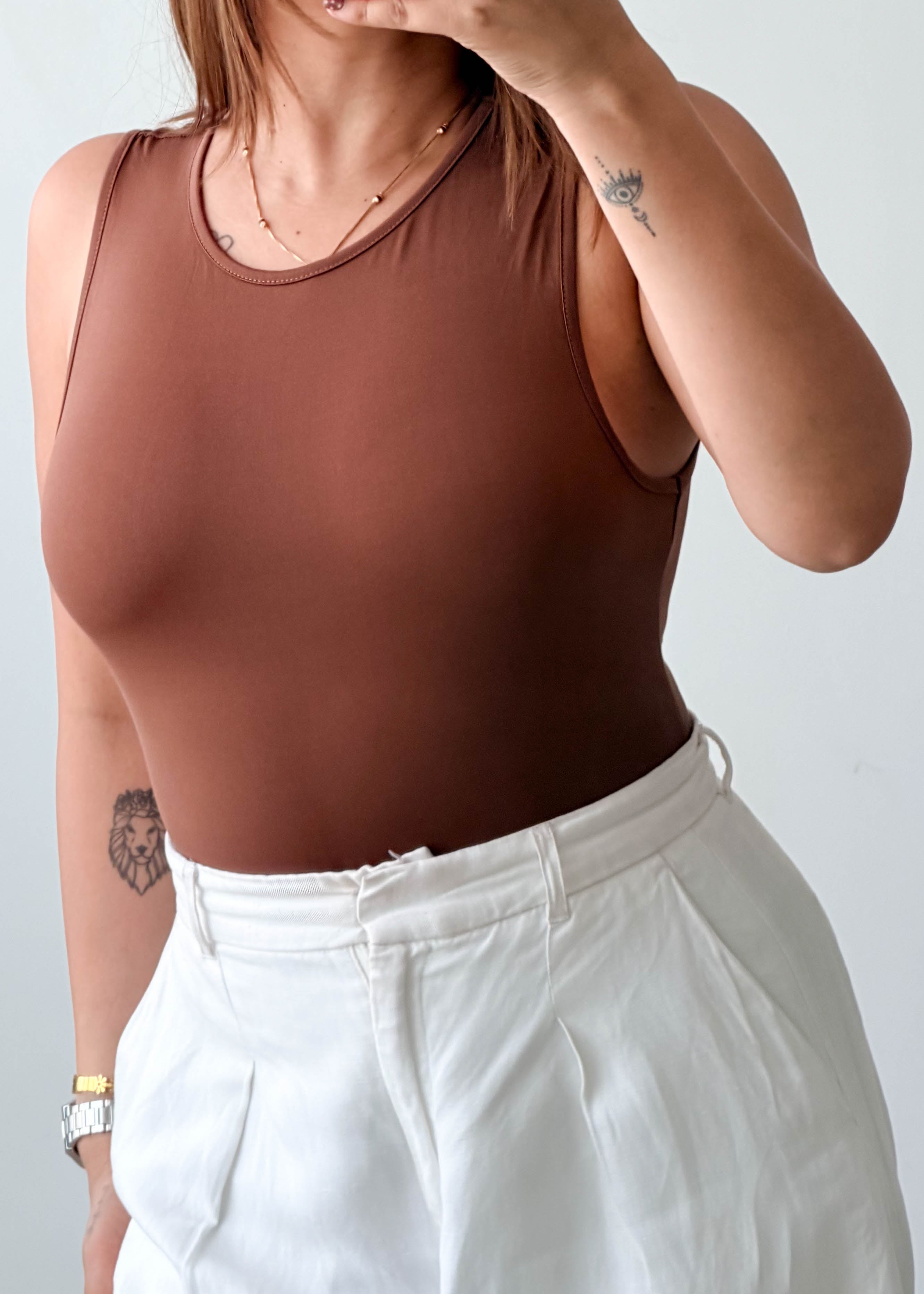 Size S-M Cocoa Brown High Neck Bodysuit