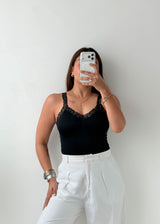 Size XS-S Black Lace Trim Tank Top