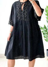 Size XL-XXL, Black Embellished Mini Dress