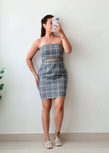 Size M Grey Plaid Cut-Out Mini Dress