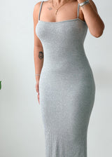 Size XS-S Grey Ribbed Knit Midi Dress