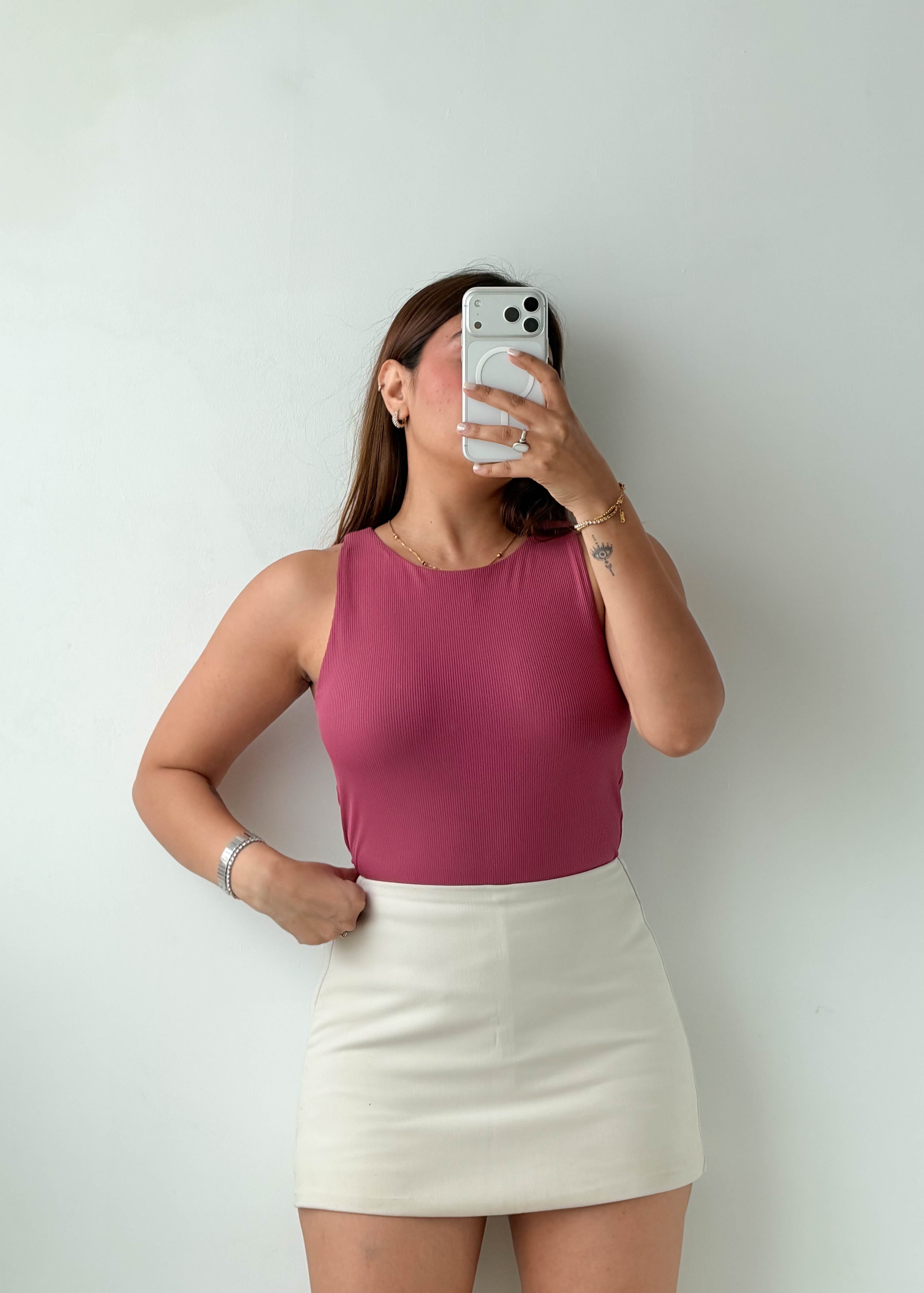 Size M Mauve High-Neck Bodysuit
