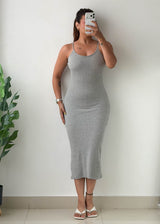 Size XS-S Grey Ribbed Bodycon Maxi Dress