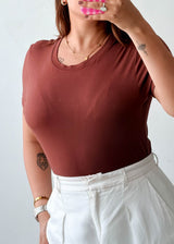 Size L-XL Rust Brown Crew Neck Bodysuit