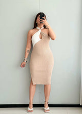 SIZE M-L, Biege Bodycon Dress - Closet by Payal