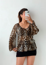 Size S-M Leopard Print Peplum Top